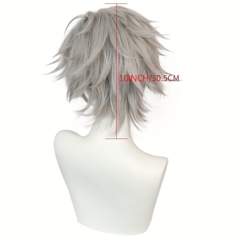 Short Gray Straight Synthetic Cosplay Wig For Halloween