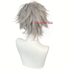 Short Gray Straight Synthetic Cosplay Wig For Halloween