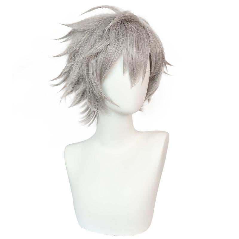 Short Gray Straight Synthetic Cosplay Wig For Halloween