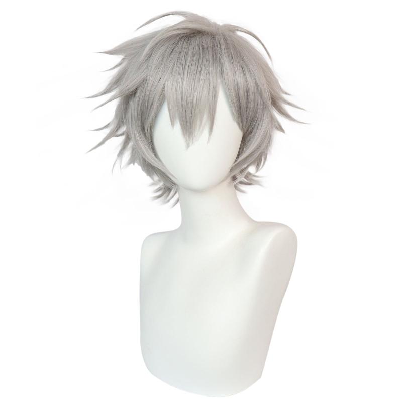 Short Gray Straight Synthetic Cosplay Wig For Halloween