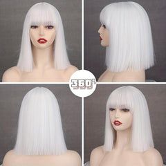 Short Straight Bob Wig with Bangs for Women
