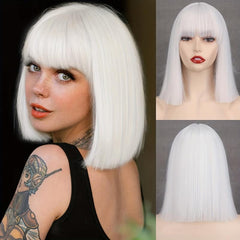 Short Straight Bob Wig with Bangs for Women