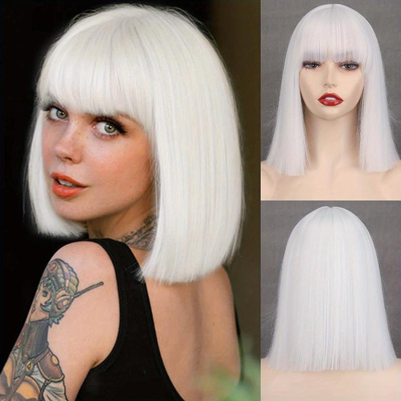 Short Straight Bob Wig with Bangs for Women