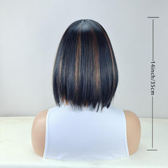 30 48 Cm Bob Wig Straight Hair Bangs Synthetic Heat Resistant Replacement Wig