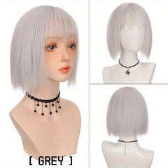 Fashionable Short Straight Synthetic Wig With Bangs For Women
