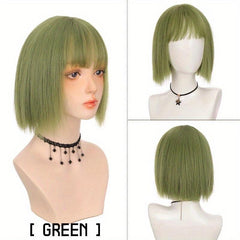 Fashionable Short Straight Synthetic Wig With Bangs For Women