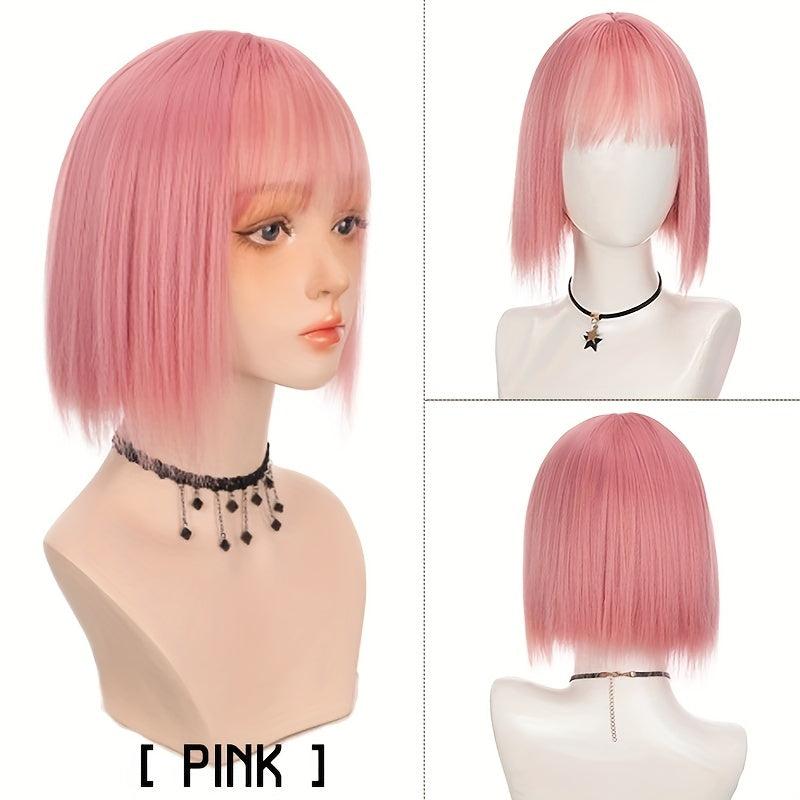 Fashionable Short Straight Synthetic Wig With Bangs For Women