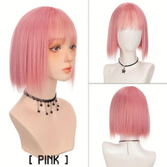 Fashionable Short Straight Synthetic Wig With Bangs For Women