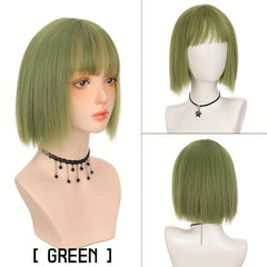 Fashionable Short Straight Synthetic Wig With Bangs For Women