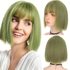 Fashionable Short Straight Synthetic Wig With Bangs For Women