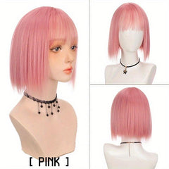 Fashionable Short Straight Synthetic Wig With Bangs For Women
