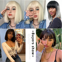 Short Blonde Bob Wig With Bangs for Women