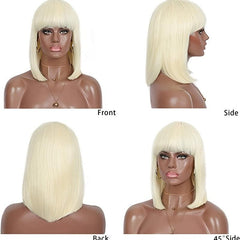 Short Blonde Bob Wig With Bangs for Women