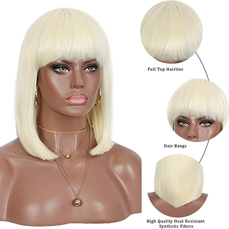 Short Blonde Bob Wig With Bangs for Women