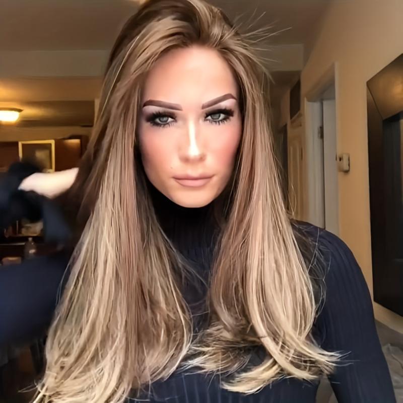 Ombre Long Straight Wig Synthetic Wig Beginners Friendly Heat Resistant