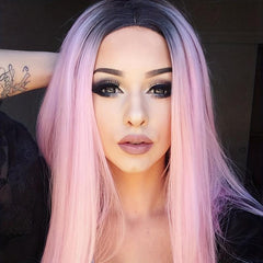 Ombre Long Straight Wig Synthetic Wig Beginners Friendly Heat Resistant