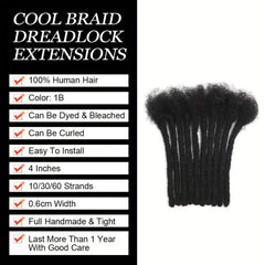 100 Human Hair Reggae Dreadlocks Hair Extensions Soft Braid