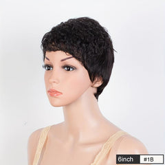 180D Blonde Pixie Short Cut Human Hair Wig With Bangs