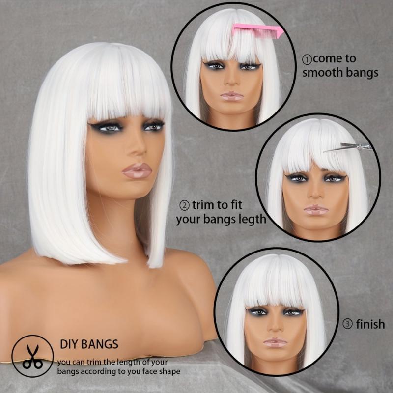Short Bob Cut Wigs for Women Synthetic Hair Halloween Party