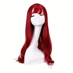 Red Mermaid Wig Long Wavy Synthetic for Halloween Party Costume