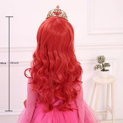 Red Mermaid Wig Long Wavy Synthetic for Halloween Party Costume