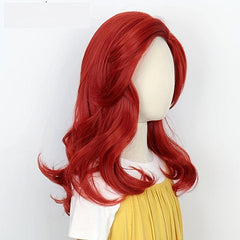 Red Mermaid Wig Long Wavy Synthetic for Halloween Party Costume