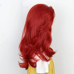 Red Mermaid Wig Long Wavy Synthetic for Halloween Party Costume