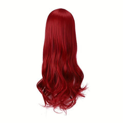 Red Mermaid Wig Long Wavy Synthetic for Halloween Party Costume