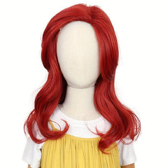 Red Mermaid Wig Long Wavy Synthetic for Halloween Party Costume