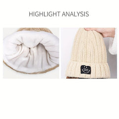 Knit Hat Wigs Long Wavy Mixed Curly Hair Extensions Wig Warm Knitted