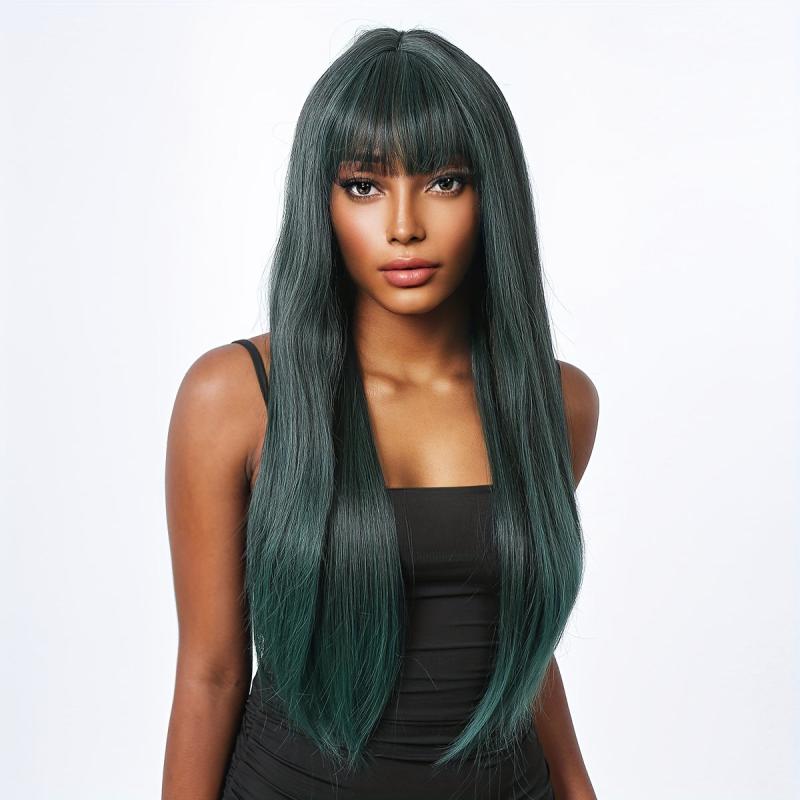 66cm Long Curly Blonde Synthetic Wig with Bangs
