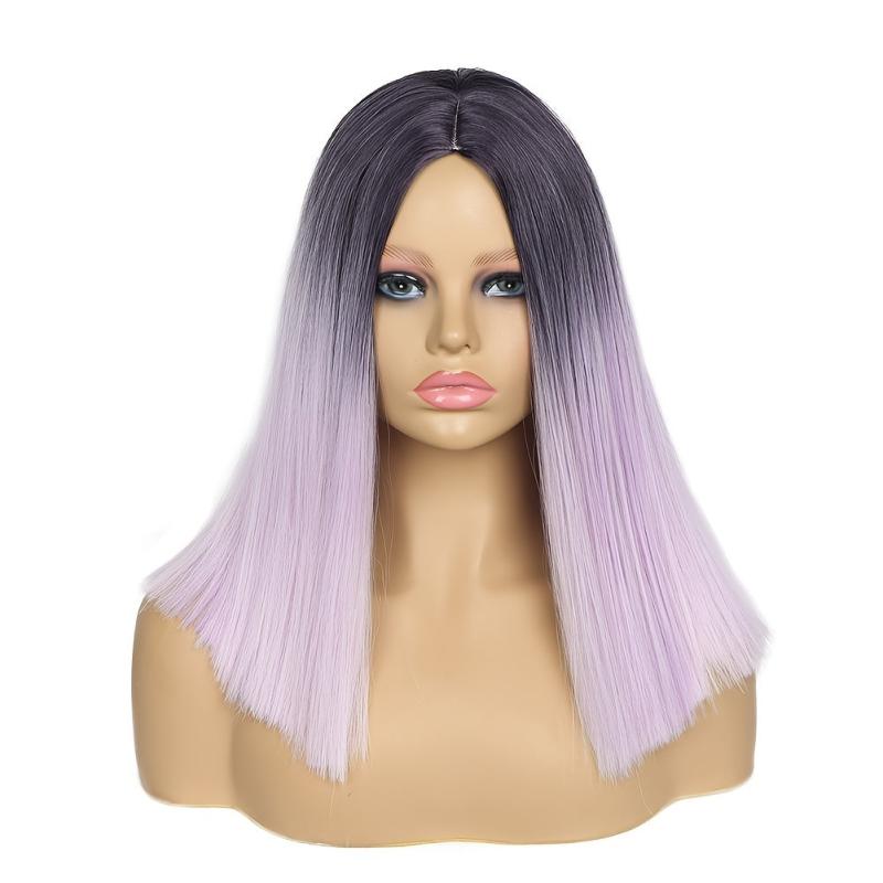 Short Straight Ombre Hot Pink Bob Wig for Women