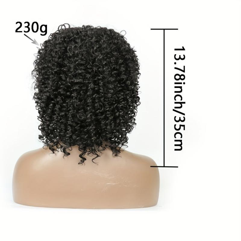 Short Kinky Curly Afro Wig with Bangs Heat Resistant Hair for Women