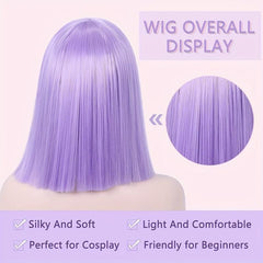 Short Wavy Pink Wig Curly Bob Synthetic Hair Wig with Bangs