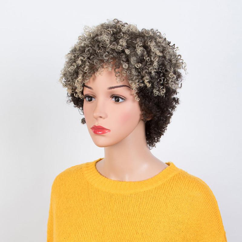 Short Dreadlock Wig Ombre Blonde Afro Kinky Curly Wig for Women