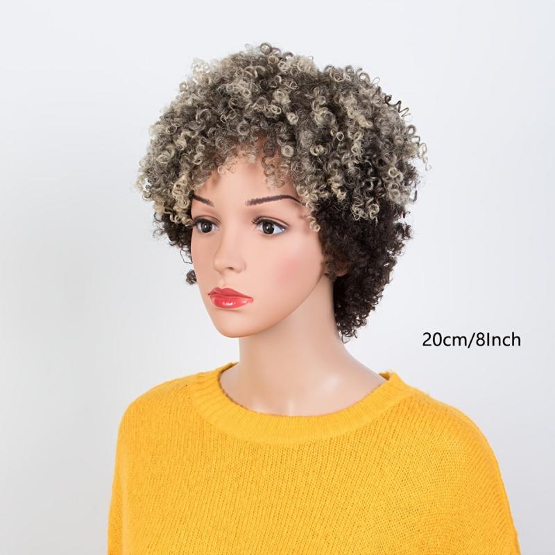 Short Dreadlock Wig Ombre Blonde Afro Kinky Curly Wig for Women