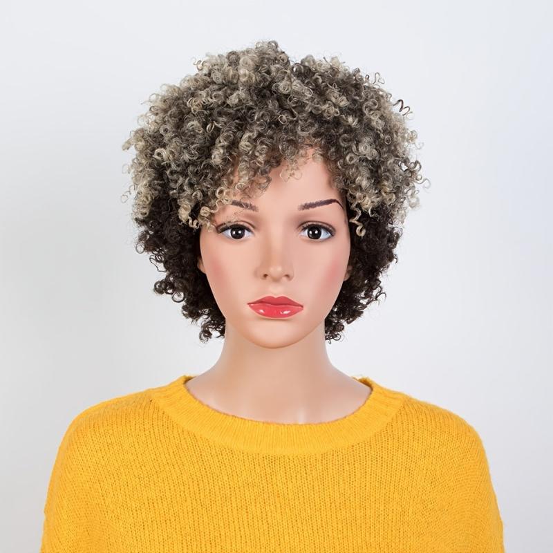 Short Dreadlock Wig Ombre Blonde Afro Kinky Curly Wig for Women