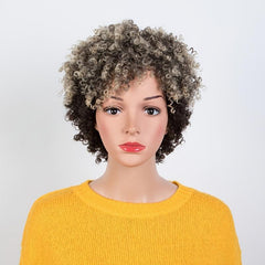 Short Dreadlock Wig Ombre Blonde Afro Kinky Curly Wig for Women