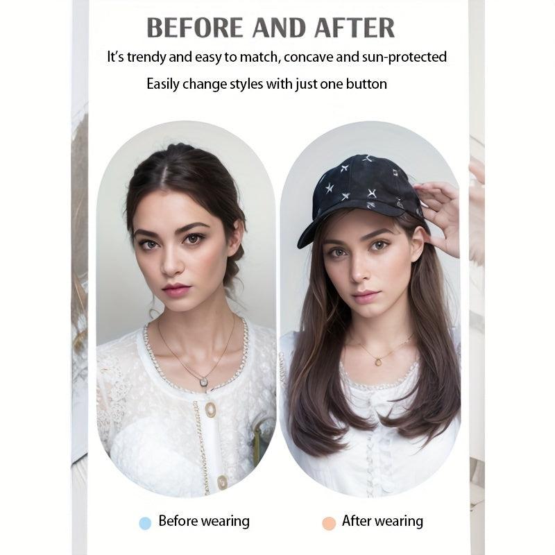 Long Straight Hair Hat Wig Baseball Wig