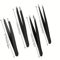 4 Pcs Tweezers Set With 3 Eyebrow Brushes Great Precision Upgrade