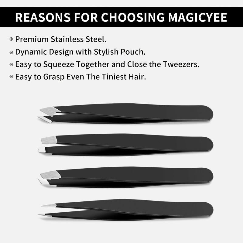 4 Pcs Tweezers Set With 3 Eyebrow Brushes Great Precision Upgrade