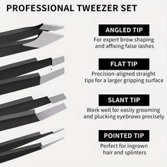 4 Pcs Tweezers Set With 3 Eyebrow Brushes Great Precision Upgrade