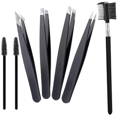 4 Pcs Tweezers Set With 3 Eyebrow Brushes Great Precision Upgrade