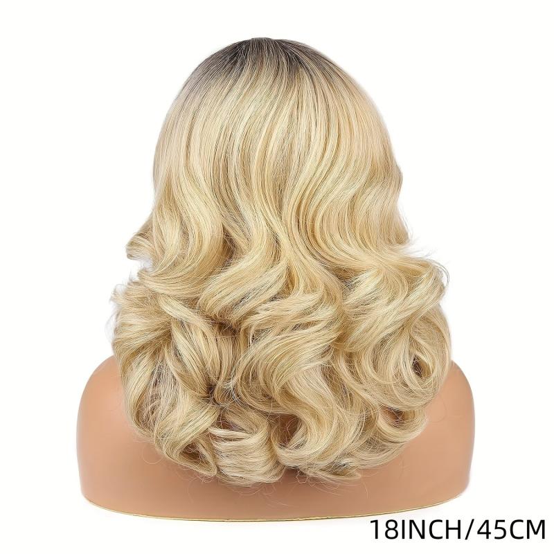 Loose Wave Wig Ombre Blonde Curly Synthetic Heat Resistant Full Wig