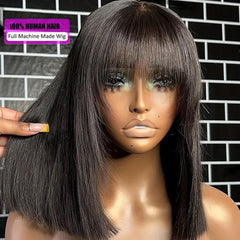 Short Bob Human Hair Wig with Bangs