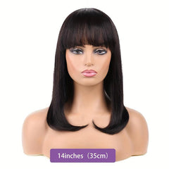 Short Bob Human Hair Wig with Bangs
