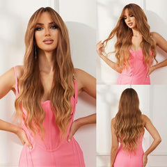 66 04 Cm Dark Brown Curly Wig With Bangs Long Curly Hair Synthetic Wigs