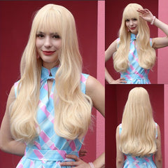66 04 Cm Dark Brown Curly Wig With Bangs Long Curly Hair Synthetic Wigs