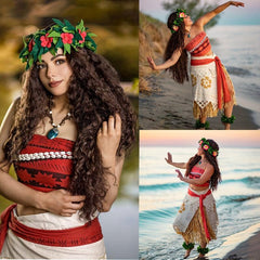 Long Curly Princess Wig Flower Costume Halloween Party Wig