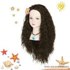 Long Curly Princess Wig Flower Costume Halloween Party Wig